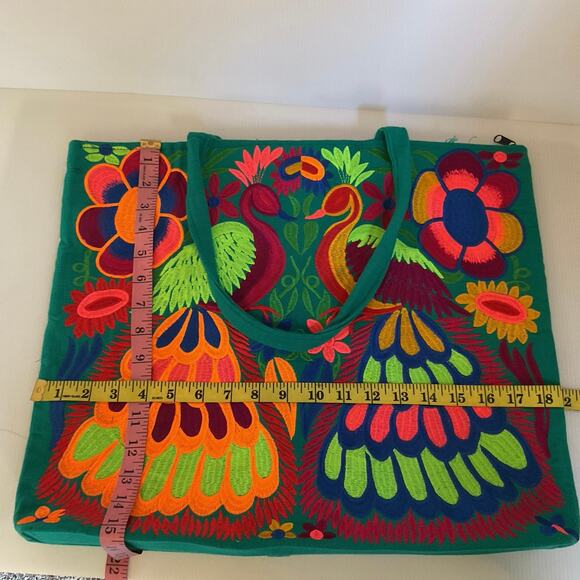 Handmade Mexican Peacock Tote Bag Ethically - Picture 11 of 14